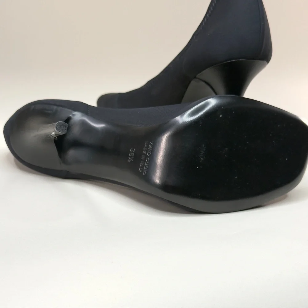 Bruno Frisoni Black Pointed Toe Stiletto Pumps 38.5 Made in Italy NWOT